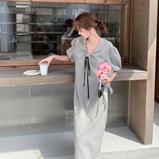 夏季上新！V领随性格纹连衣裙B208-9030-P125K178，女装连衣裙，浙宝208