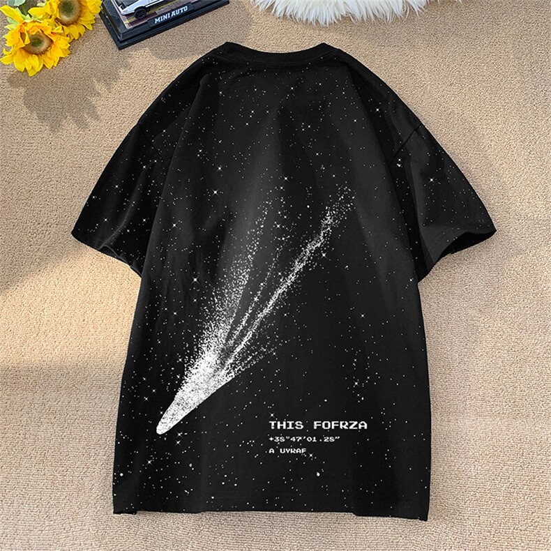 可48小时发货支持抖音得物来样二开美式满天星亮片短袖T恤MTX644,男装T恤,电商A486-1