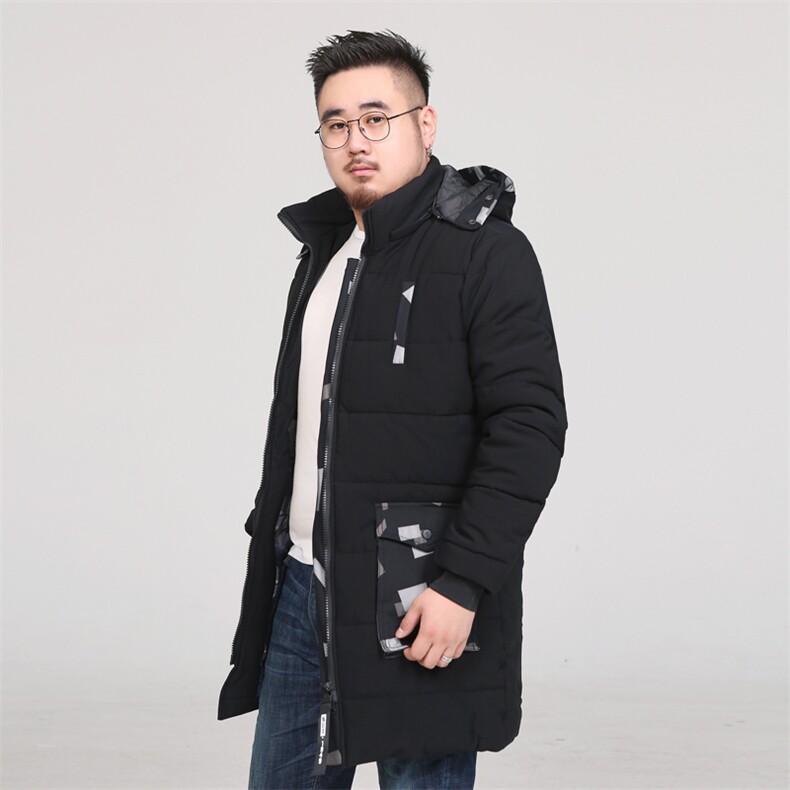 XL-8XL冬装男中长款棉服加肥加大码宽松潮流连帽棉衣外套8823P175图片