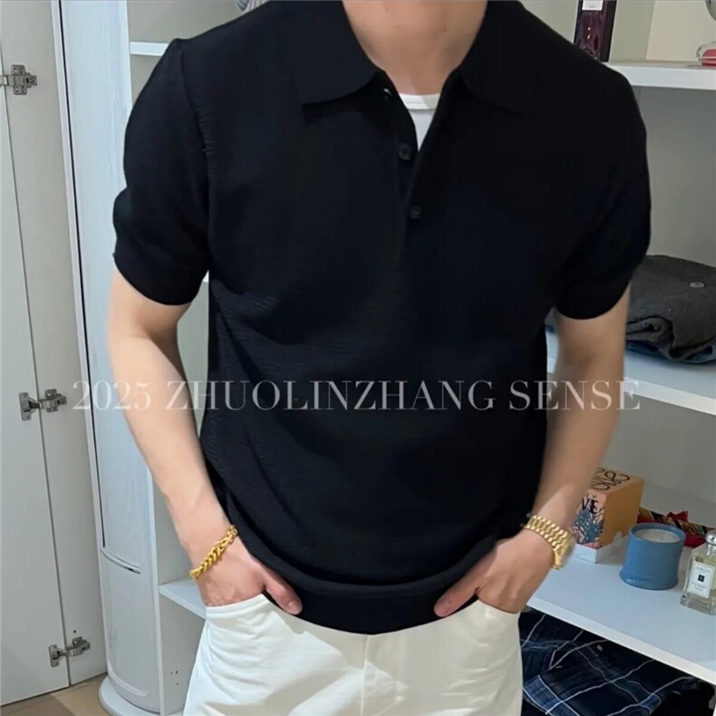 老钱新贵混纺棉立挺针织polo衫短袖807-3-DXY21-p45,男装T恤,星座807-3
