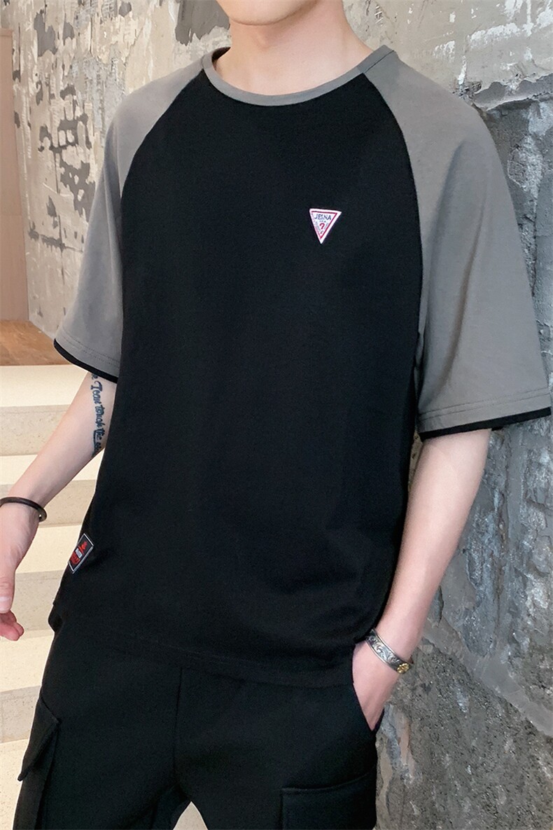 五分袖t恤男2021夏季新款韩版潮流半袖上衣服男短袖DS343TP25,男装T恤,电商A102