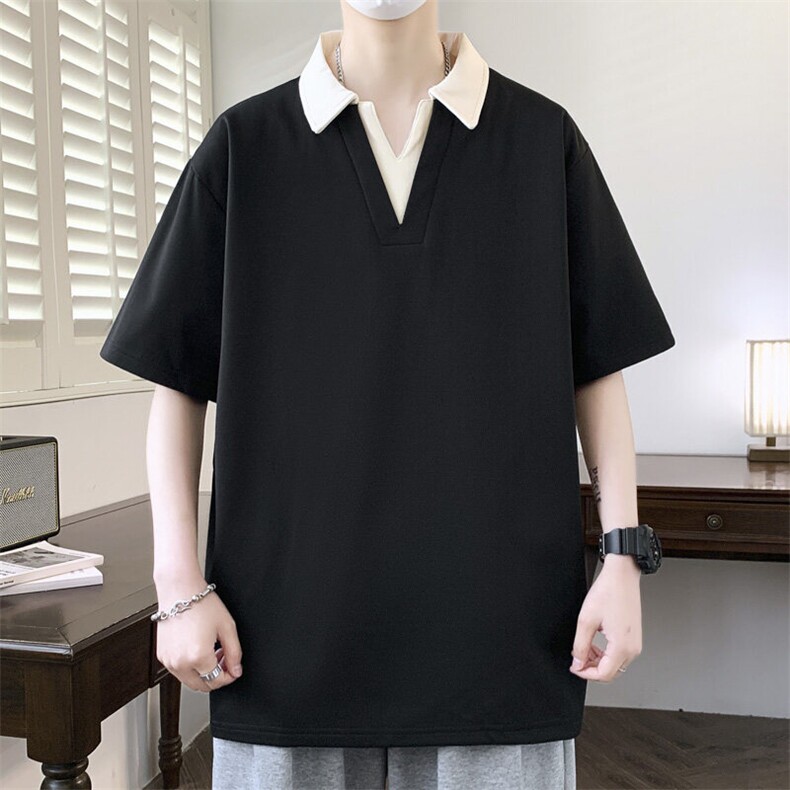 夏季大码公版拼色翻领POLO衫男休闲T恤短袖,男装Polo衫,星座1107-1