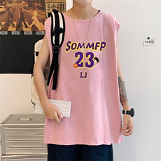 ！港风2023夏季无袖背心男加肥加大码宽松短袖T恤男BX283-P20，男装背心/马甲，电商B371