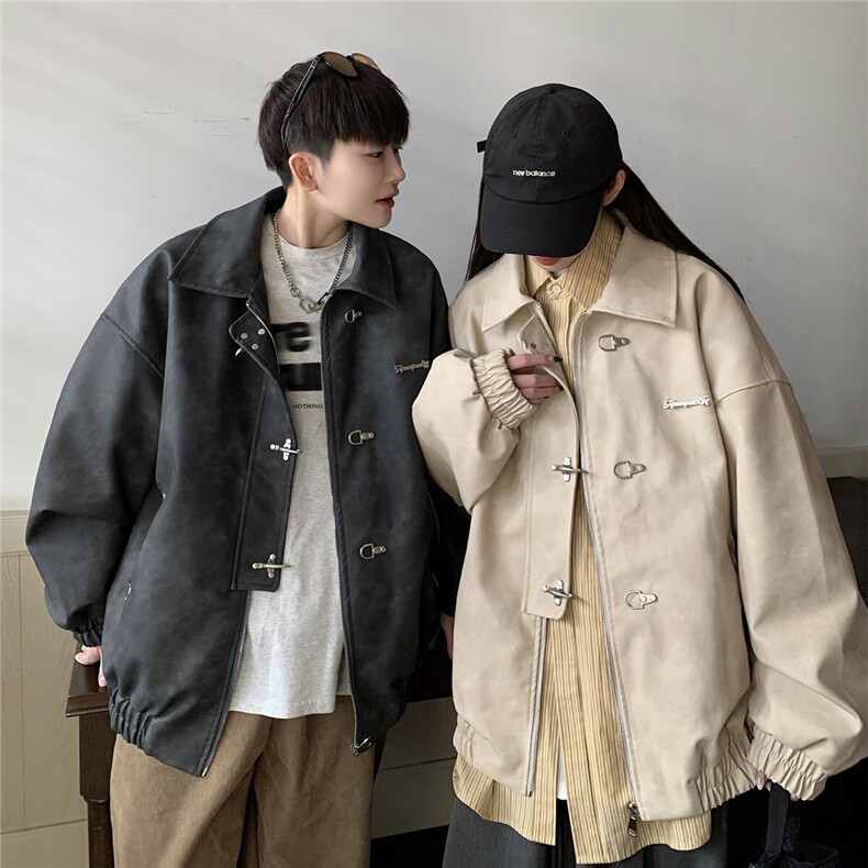 1美式港风大码M-5XL情侣女水洗雪花皮夹克皮衣男JK8741P130控168,男装夹克,星座226-2