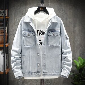 挂拍牛仔外套男潮牌秋季新款韩版潮流帅气夹克男装上衣9151-P85图片