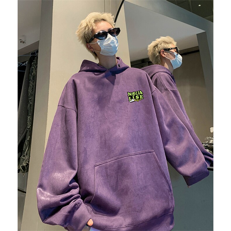 抖音得物供货提供视频秋冬重磅美式麂皮绒连帽卫衣JLM41,男装卫衣,电商A486