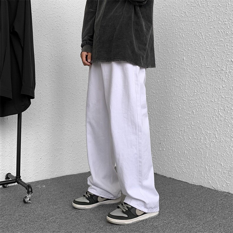 港风宽松大码直筒裤拖地裤纯棉水洗牛仔裤A014-K8133-P45控58,男装牛仔裤,电商A014
