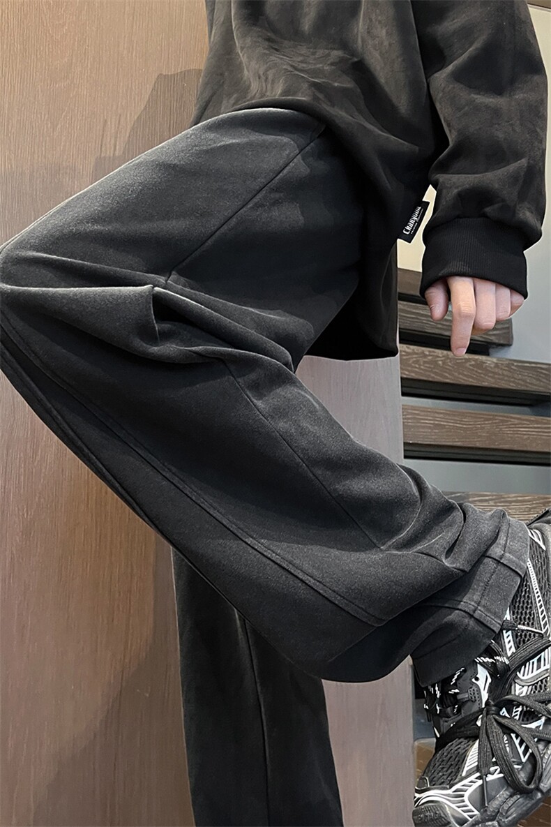 港风秋冬重工绣花华棉拖地裤宽松休闲长裤男K23313-P55,男装休闲裤,星座717