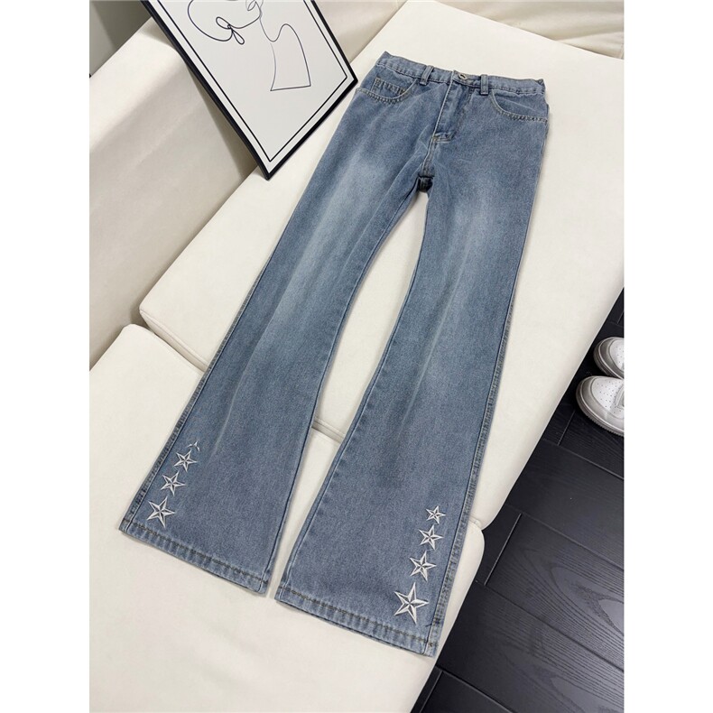 B221 美式ins高街暗黑刺绣修身微喇牛仔裤LK25605-特P45控78图片