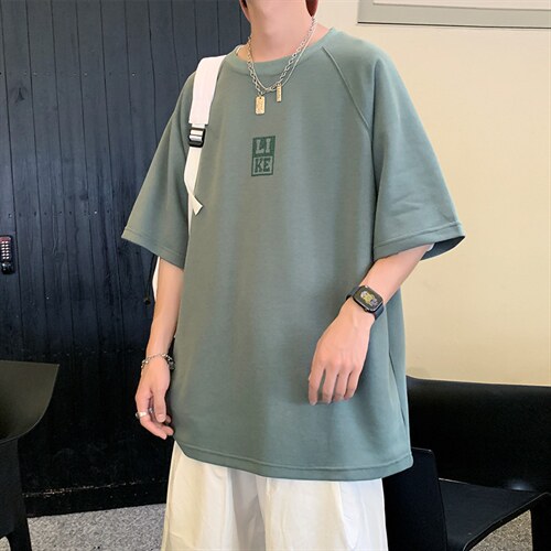 新款夏季短袖珠地面料宽松简约落肩男士T恤ZDY3409-P46，男装T恤，星座717