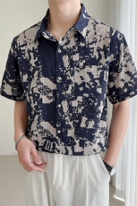 大货轻熟风轻奢个性花短袖衬衫男装宽松衬衣潮流TZ97P5078，男装T恤，电商B413