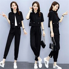 套装/套裙2022年夏季新款时尚潮流显瘦休闲裤小脚，女装休闲裤，艾尚靓装