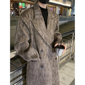 现货 毛呢大衣男中长款秋冬韩系高级感痞帅炸街风衣外套F639-P138图片