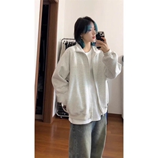 美式复古立领拉链卫衣男士插肩廓形外套宽松运动上衣WJK61，女装短外套，星座208-5