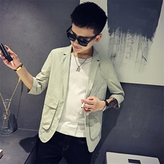 100%聚酯纤维社会小伙网红夜店中袖小西装男五分袖西服8866，男装西服，电商D240-242
