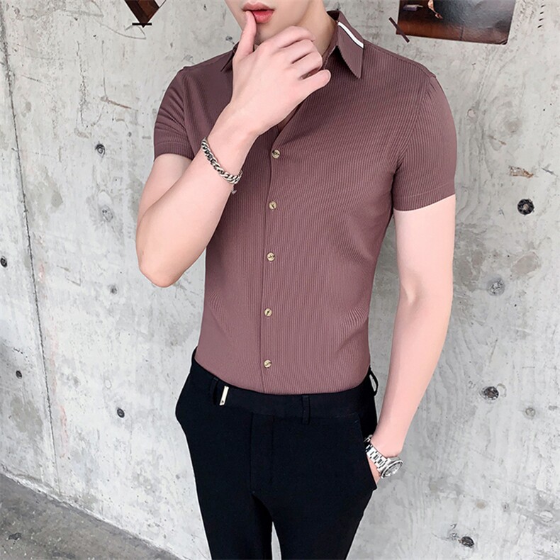 夏季新款英伦风男士修身短袖衬衫男士衬衣A313/C52/,男装衬衫,电商A313