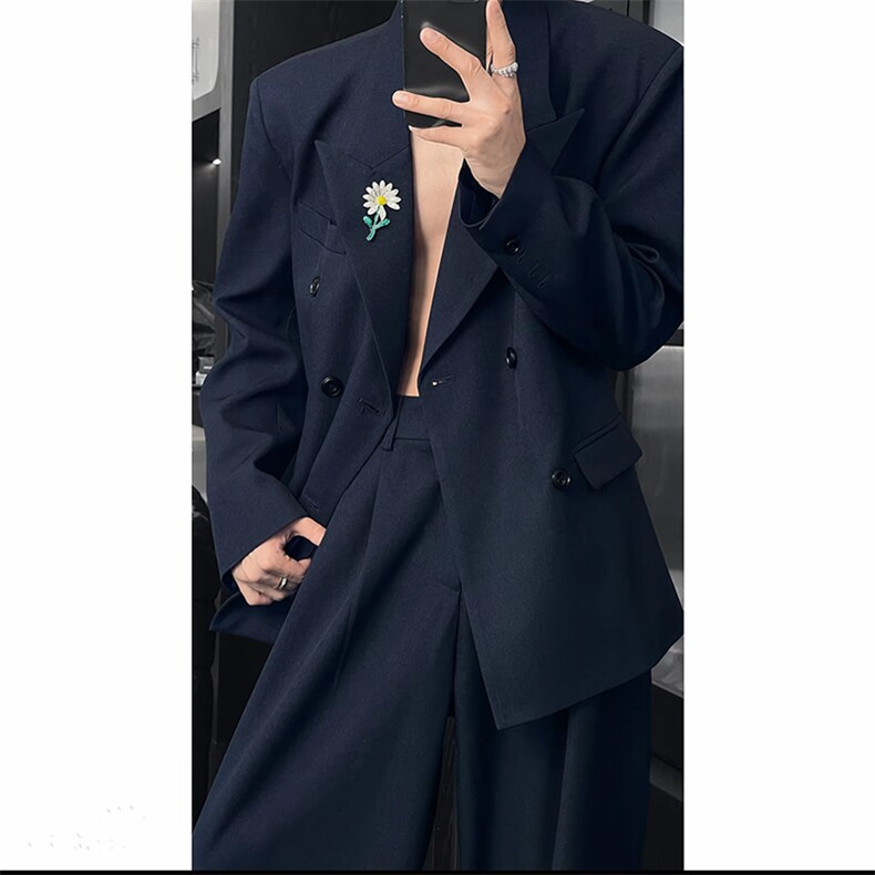 权志龙GD同款双排扣西装休闲西服西裤套装男潮TZ331上衣135裤子70,男装西服,电商B267