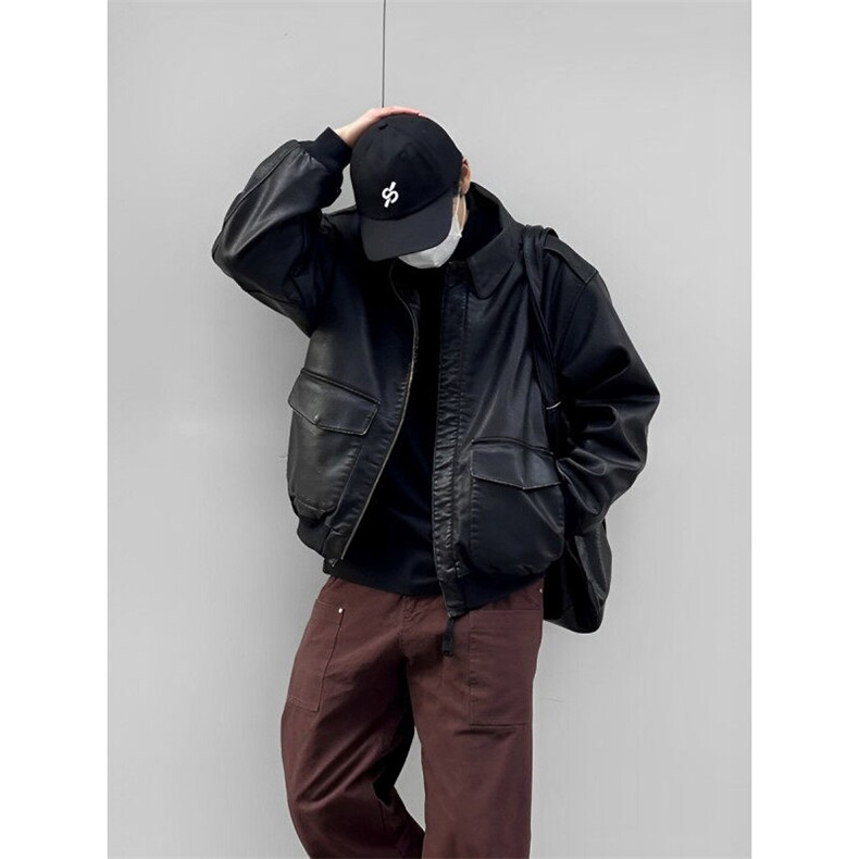 网图现货工装皮衣夹克飞行员外套1209-1-JK19-P90主推可谈，男装夹克，星座1209-1