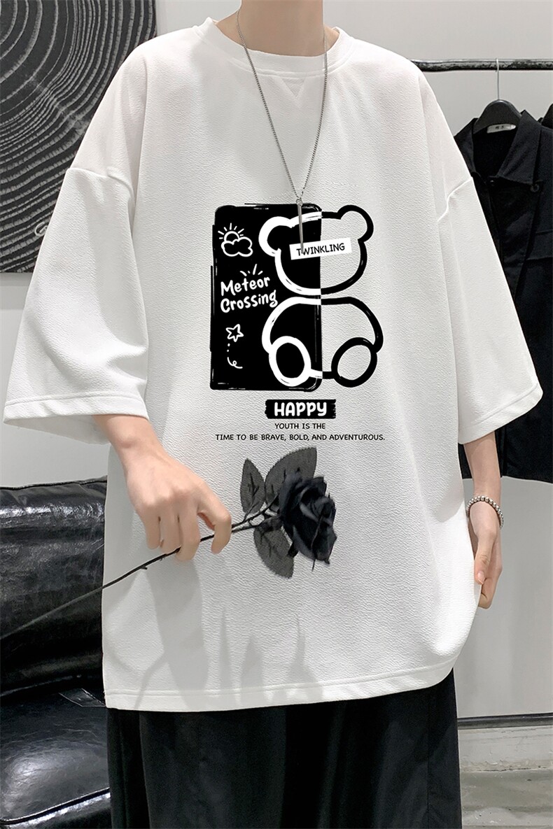 冰丝七分袖t恤男大码五分袖男短袖男中袖Q11352-P30,男装T恤,电商A040