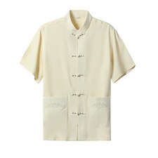 2022风男士唐装夏季亚麻短袖中老年套装复古风潮牌汉服两件套，男装中老年男装，钱塘723