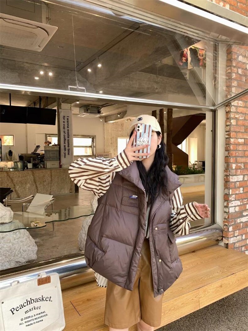 羽绒马甲女2022秋冬新款加厚保暖连帽马夹外穿坎肩，女装马甲，川哲