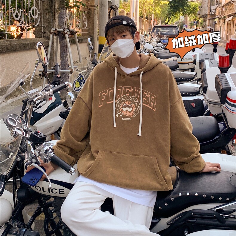 新款秋冬港风宽松连帽套头卫衣X5665-常规P70控88-加绒P80控98,男装卫衣,电商A061-1