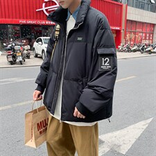 冬季衣男潮牌ins立领夹克纯色面包服外套帅百搭袄W1936-P78，男装棉衣，星座512-4