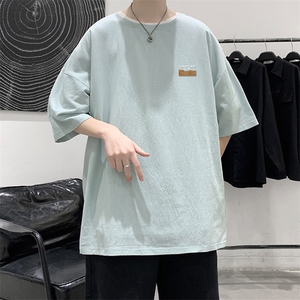 YT26350-P30亚麻短袖t恤男大码五分袖男宽松七分袖大皂风模特