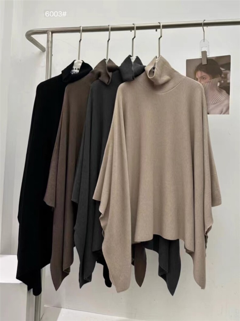 2025年秋季两件套不规则高领披肩?阔腿裤套装，女装套装/套裙，织己羊绒