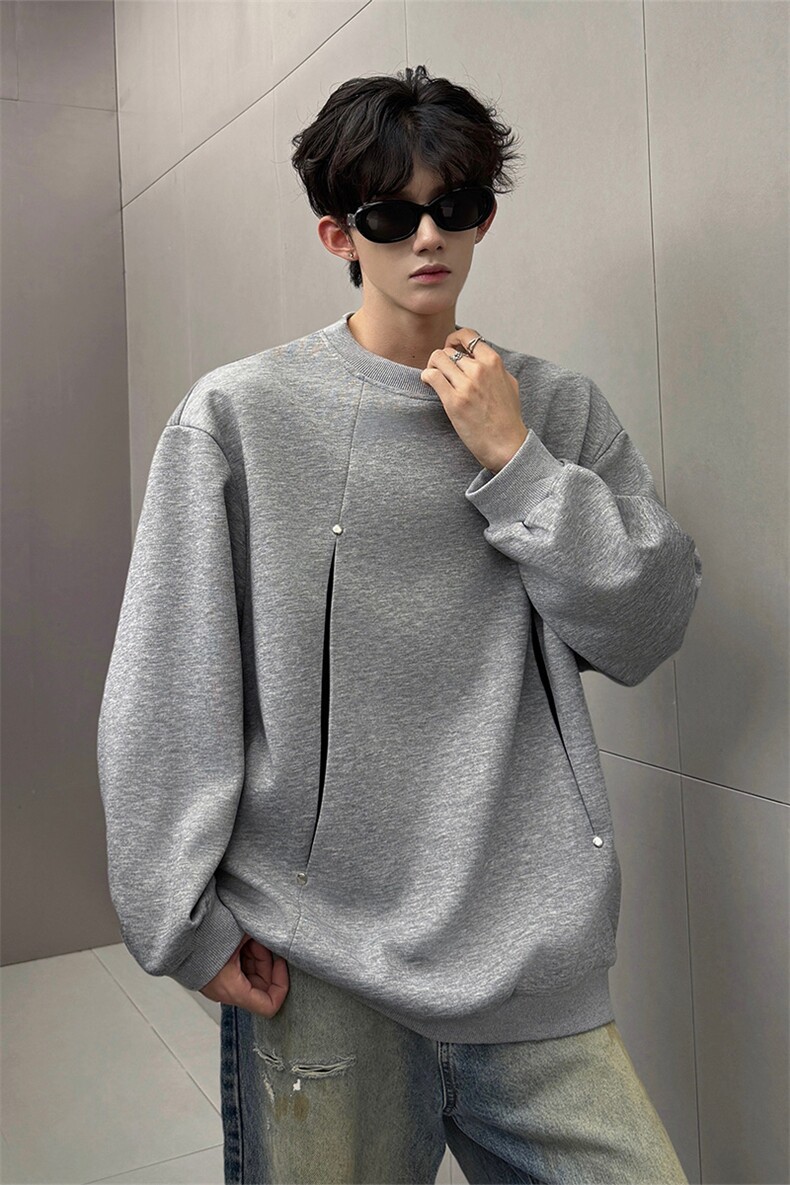 WY10152-特P45控78小众撞色拼接破缝假两件大码男大码情侣卫衣,男装卫衣,电商A059