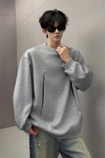 WY10152-特P45控78小众撞色拼接破缝假两件大码男大码情侣卫衣，男装卫衣，电商A059