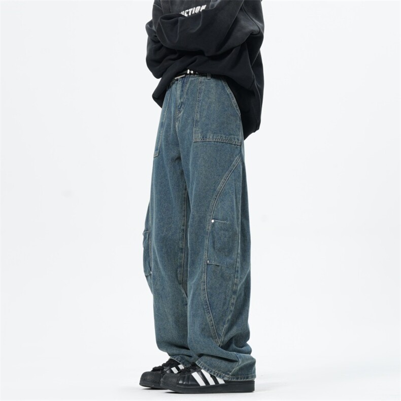 弯刀牛仔裤男vintage水洗做旧长裤百搭拖地裤子A080-9002-P55控78,男装牛仔裤,电商A080