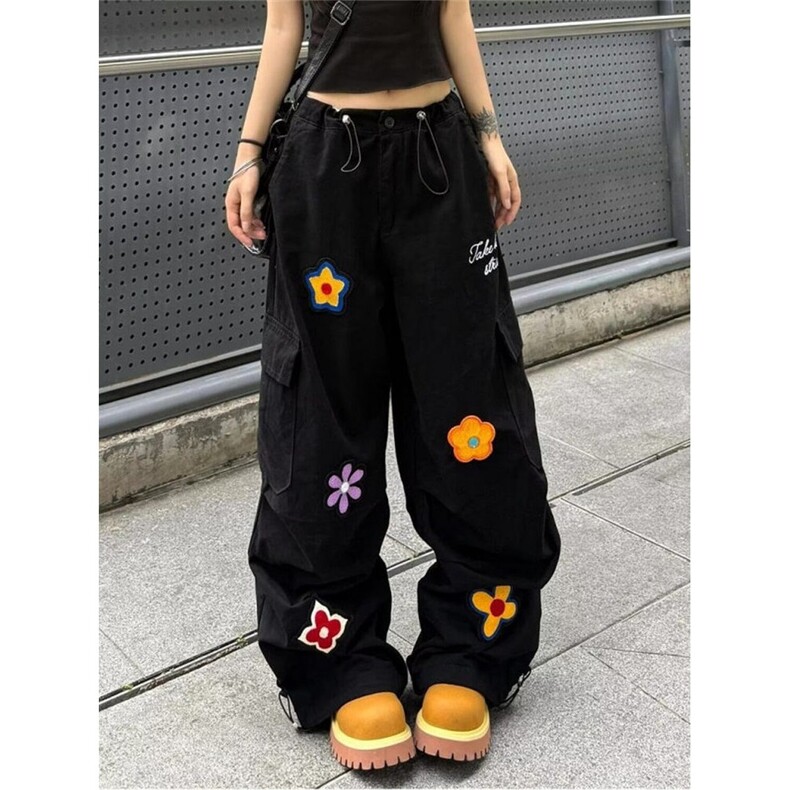 秋冬美式街头高腰工装牛仔裤女2026新款复古迷彩垂感百搭宽松,男装牛仔裤,星座506A