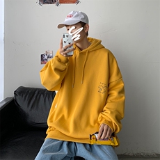 WY2092-P35加绒款-P40纯棉连帽卫衣男大码运动帽衫宽松薄外套男，男装卫衣，电商A040