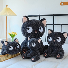 新款卡通猫咪公仔毛绒玩具黑猫玩偶抱枕创意卧室摆件娃娃生日礼物