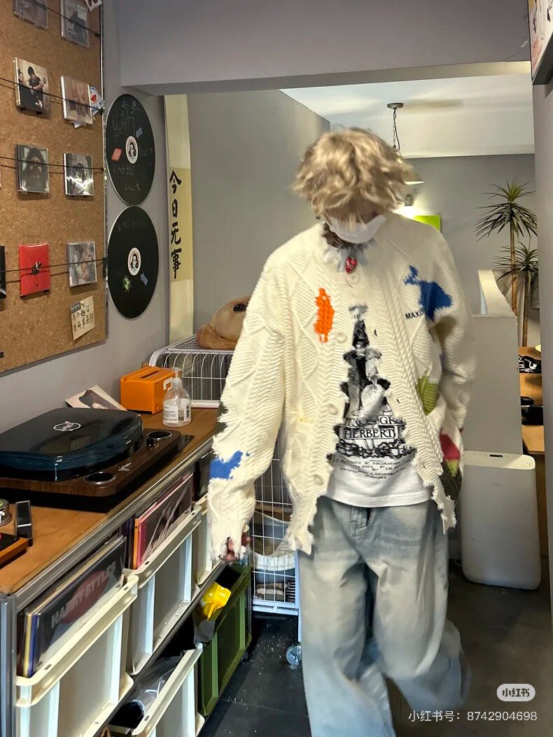 25M806-P75抖音撞色开衫毛衣男女同款针织衫,男装针织衫/毛衣,电商B327