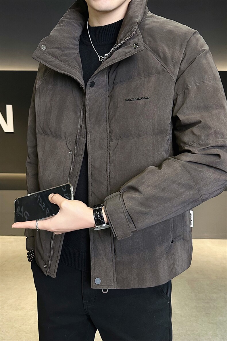 7729-L-4XL-P215标50男士休闲百搭纯色晕染立领修身羽绒服外套,男装羽绒服,电商B255