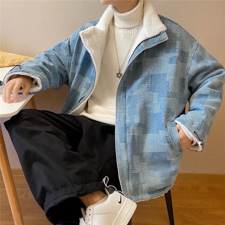 羊羔毛牛仔外套男冬装韩版J8126P95,男装夹克,星座1116-2
