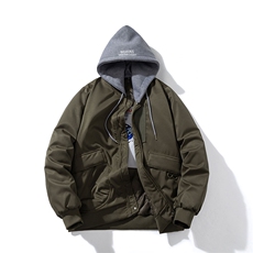 现货三色带帽可拆卸秋冬飞行服棉服情侣装夹克潮牌炸街外套，男装棉衣，电商A105