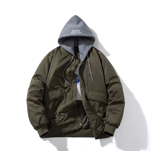 现货 三色带帽可拆卸秋冬飞行服棉服情侣装夹克潮牌炸街外套图片