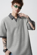 夏季假两件条纹拼接短袖T恤男休闲百搭POLO衫半袖812-PL11-P48，男装T恤，星座812