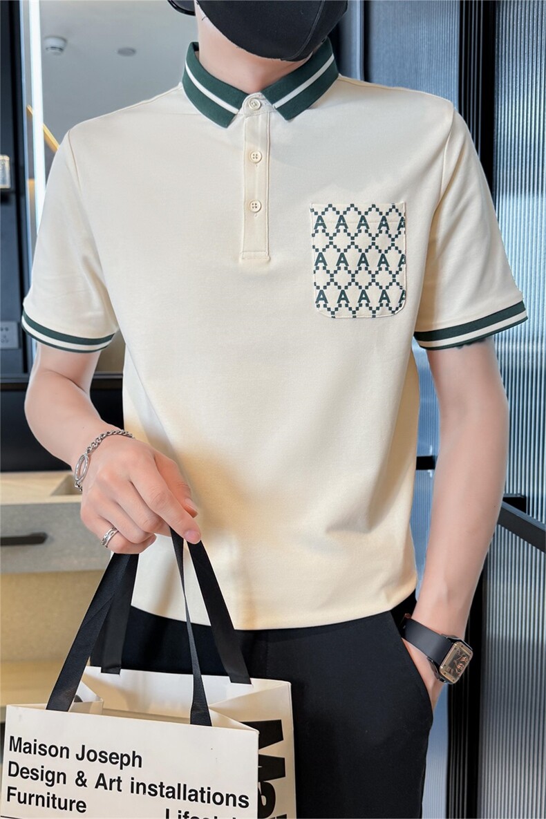 主推款2025夏季T恤翻领Polo衫新款潮流时尚翻领口袋设计T0288-P48,男装T恤,电商D342