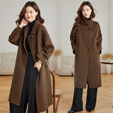 2025冬季羊绒双面呢毛呢外套女秋冬新款气质绵羊毛大衣，女装双面呢大衣，臻衣坊