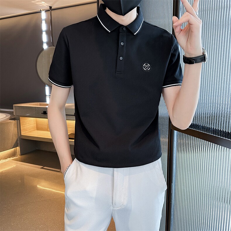 2024工艺款短袖T恤轻奢翻领短袖时尚Polo衫T0269-P55,男装T恤,电商D342