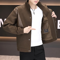 秋季新款男士轻奢简约百搭时尚休闲拼接立领夹克外套上衣9812P140，男装夹克，电商B226-2（原B217-2）