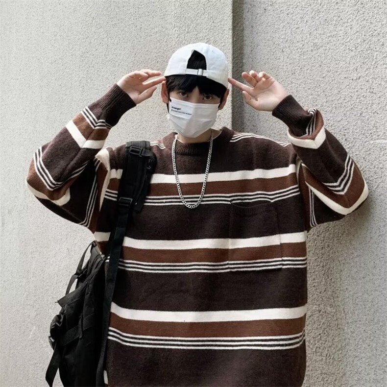 B305P42秋冬男装毛衣条纹线衫打底衫男装日系休闲时尚,男装针织衫/毛衣,星座512-6