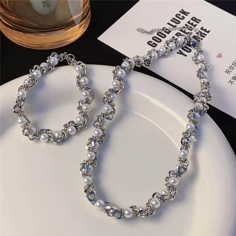 钛钢项链重工高级感设计款珍珠项链潮流潮小众配饰锁骨链XL01P25,饰品头饰,电商D256-1(原A064-1)