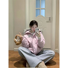 网图有货美式大毛领保暖加厚派克棉服男女工装情侣外套A974-P100，男装棉衣，星座1505