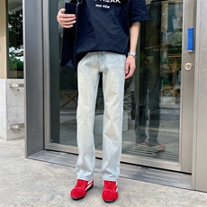弹力修身轻奢小脚裤浅泥黄个性牛仔裤610A-1-181W29-特P48，男装牛仔裤，星座610A-1