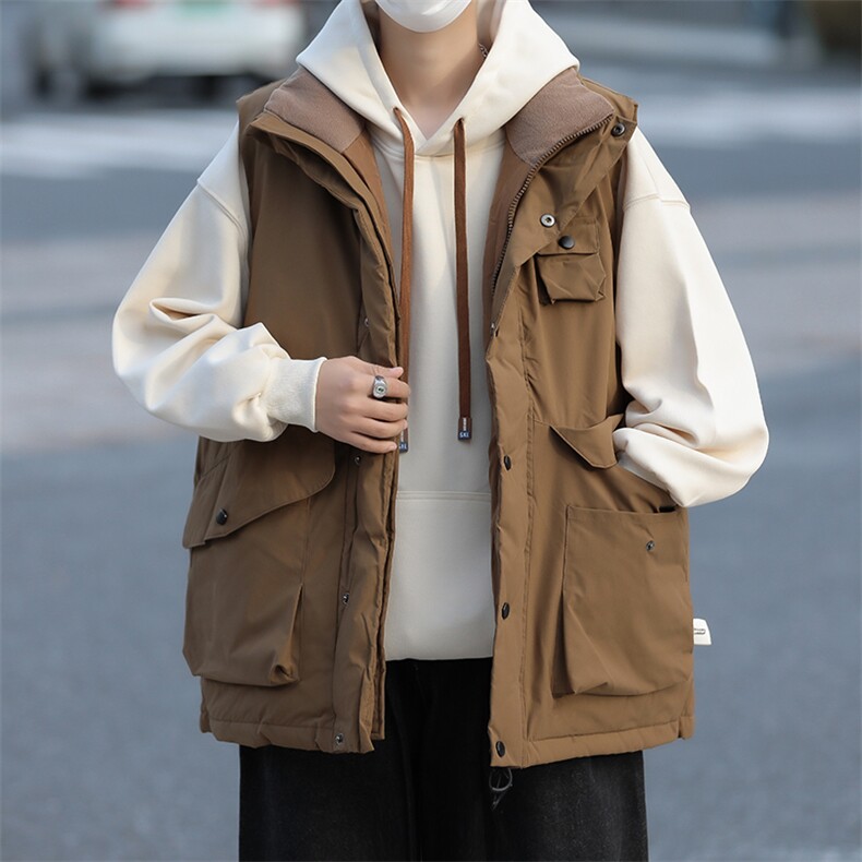 潮牌复古宽松工装无袖棉服秋冬ins日系街头立领棉马甲W7939-P55,男装背心/马甲,星座512-4